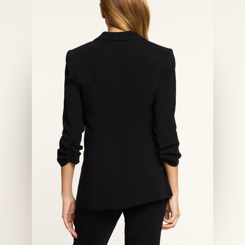 NWT Cinq a Sept Black Single-Button crepe touched Blazer Khloe black 0 CURRENT - Picture 2 of 4